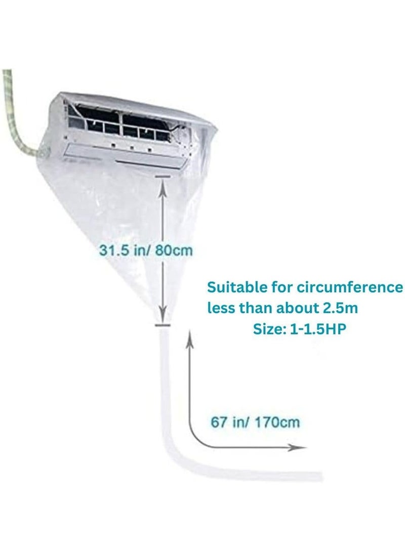 Waterproof AC Cleaning Cover Dust and Wash Protector for Wall Mounted Air Conditioners with Water Pipe and Split System Cleaning Tools (1-1.5HP Small size) - Image 2