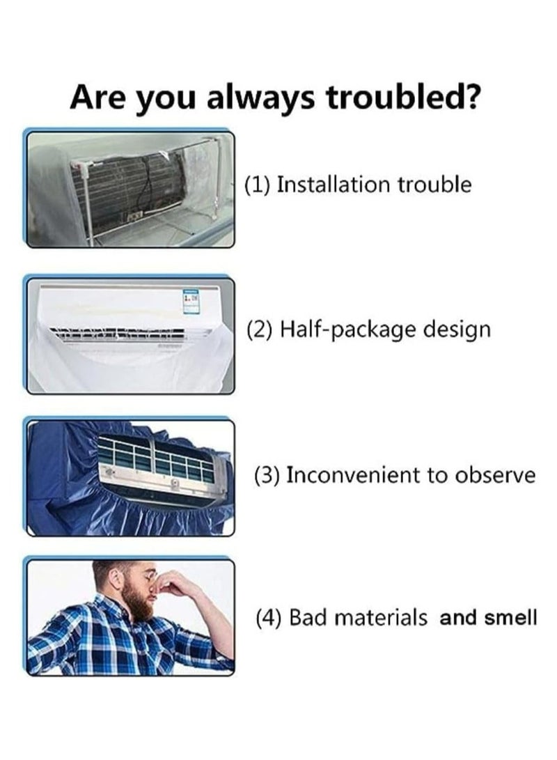 Waterproof AC Cleaning Cover Dust and Wash Protector for Wall Mounted Air Conditioners with Water Pipe and Split System Cleaning Tools (1-1.5HP Small size) - Image 4
