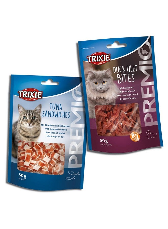 تريكسي مجموعة مكافآت القطط من قطع فيليه البط الممتازة وسندويشات التونة الممتازة، مكافآت غنية بالعناصر الغذائية للقطط، مناسبة لجميع السلالات - (عبوة من قطعتين) - Image 1