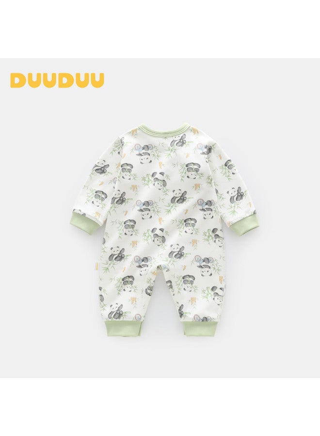 Duuduu Newborn Baby Long Sleeve Romper Uni Infant Four Seasons Pure Cotton Class A Underwear Panda 66cm - Image 2
