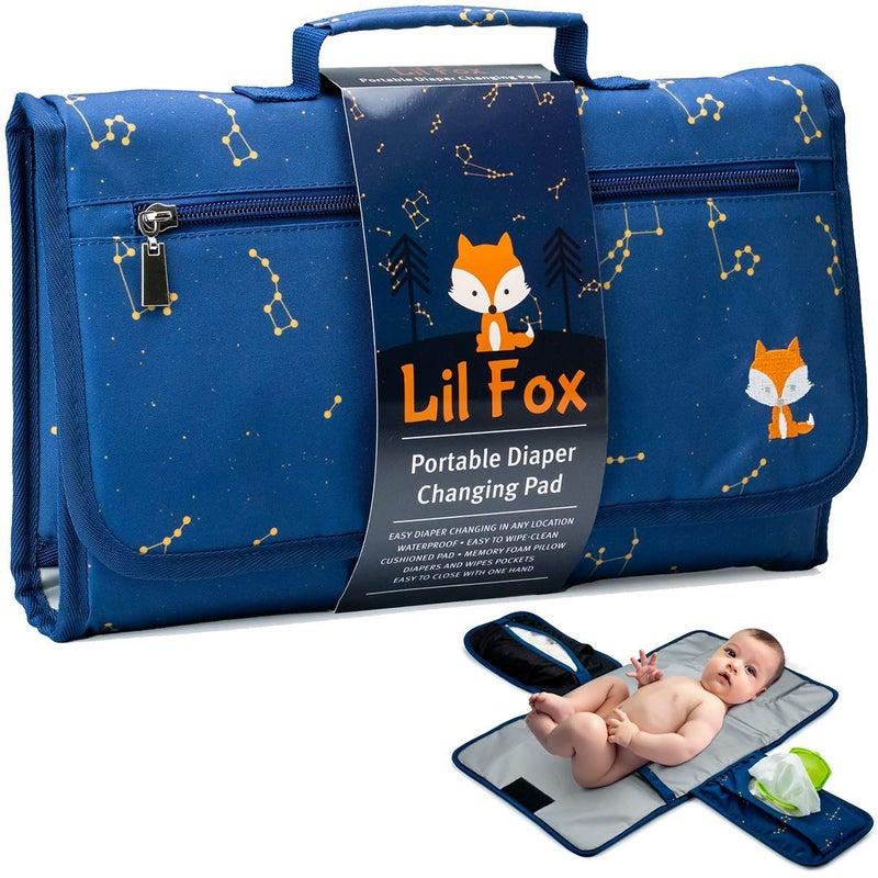 LILFOX Baby Changing Pad by . Portable Changing Pad for Baby Diaper Bag or Changing Table Pad. One-Hand Diaper Change Pad. Baby Shower Gifts, Newborn Baby Essentials, Unisex Baby Stuff - Image 1