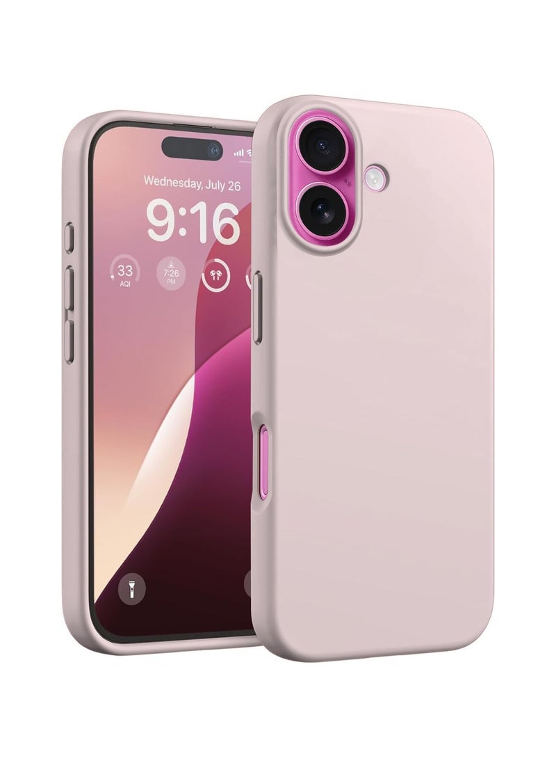 Silicone Case Compatible with iPhone 16 Plus, Slim Liquid Silicone Phone Case with 3-Layer Soft Rubber Shockproof Bumper with TPU Lining (Sand Pink) - Image 1