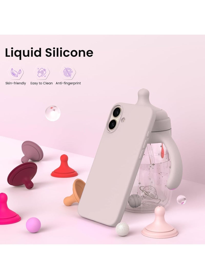 Silicone Case Compatible with iPhone 16 Plus, Slim Liquid Silicone Phone Case with 3-Layer Soft Rubber Shockproof Bumper with TPU Lining (Sand Pink) - Image 3