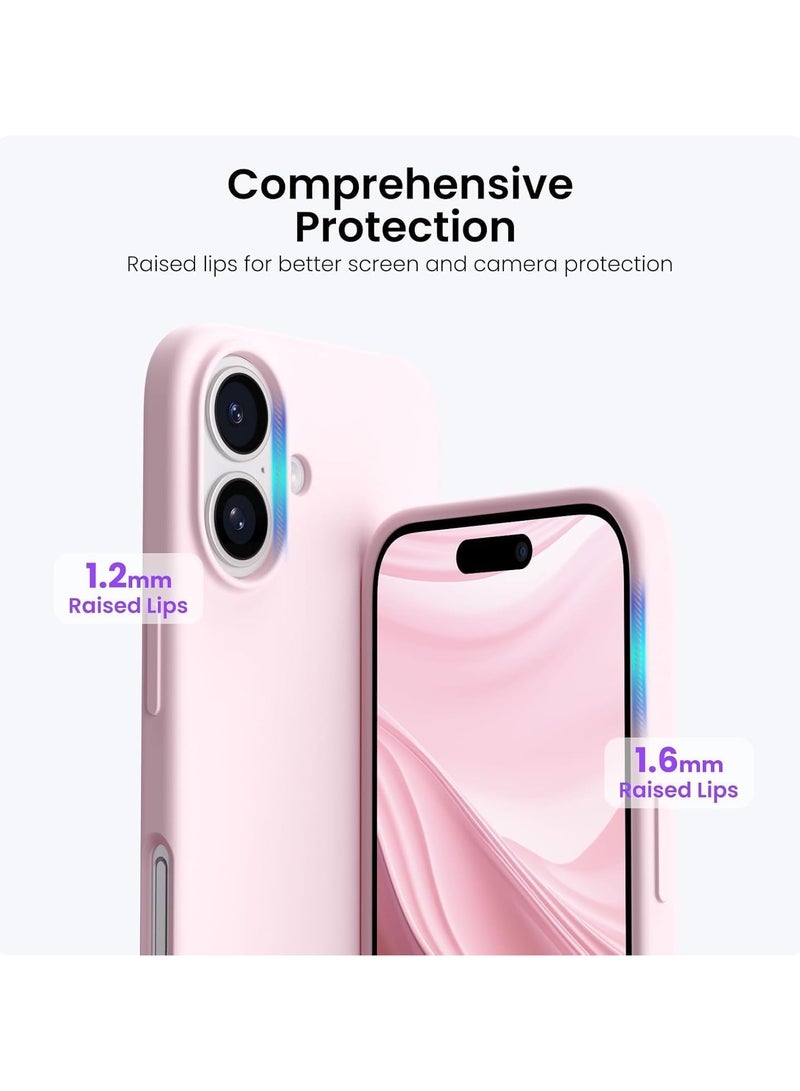 Silicone Case Compatible with iPhone 16 Plus, Slim Liquid Silicone Phone Case with 3-Layer Soft Rubber Shockproof Bumper with TPU Lining (Sand Pink) - Image 4