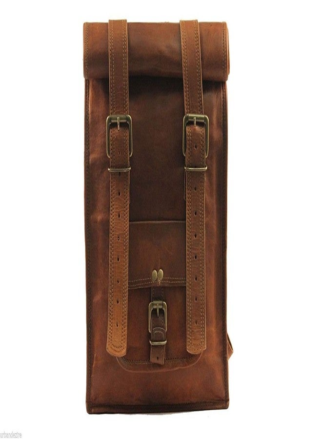 RSN Vintage Handmade Leather Roll on Brown Trendy Backpack Bag for Man and Woman (Sandy Brown) - Image 2