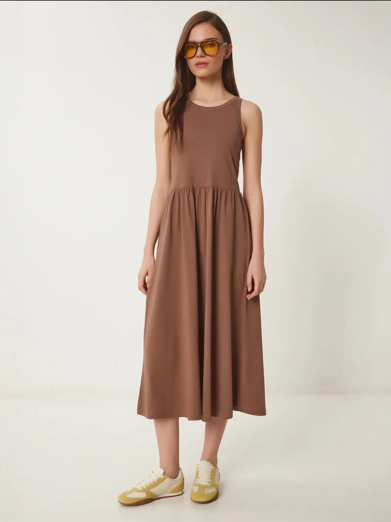 Happiness İstanbul ISTANBUL Sleeveless Crew Neck Midi Dress
