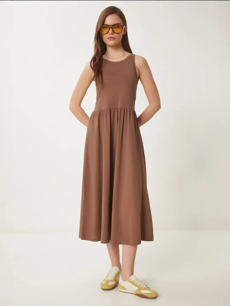 Happiness İstanbul ISTANBUL Sleeveless Crew Neck Midi Dress