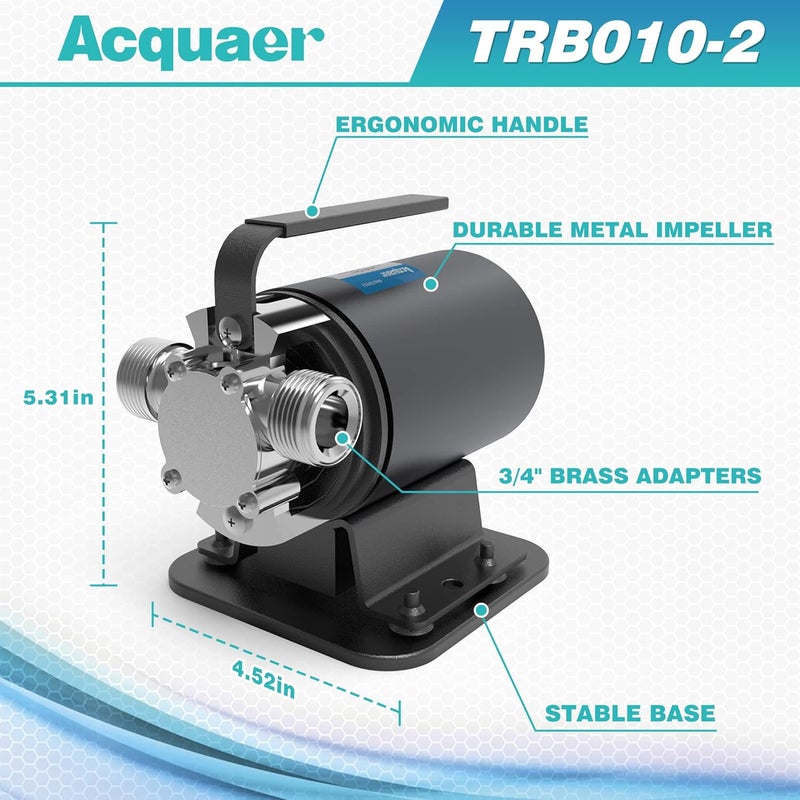 Acquaer Portable Electric Utility Water Transfer Pump 115V 1/10 HP with Suction Hose Kit, Low Suction Water Removal for Water Beds, Pools, Rain Barrel, Aquariums - Image 2
