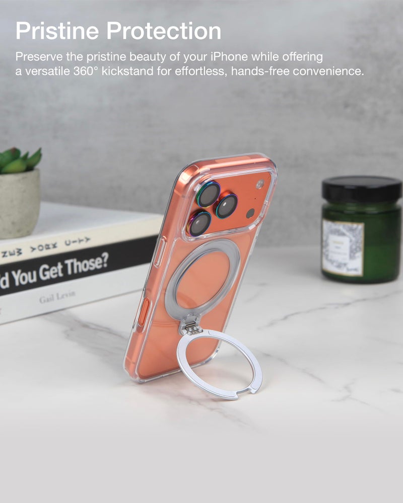 Upcommon Flex Stand Case for iPhone 17 Pro, 360Â° Rotatable Kickstand, MagSafe Compatible, Slim Protective Cover, Shockproof (Clear) - Image 3