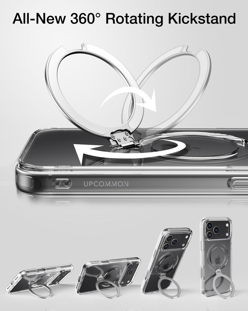 Upcommon Flex Stand Case for iPhone 17 Pro, 360Â° Rotatable Kickstand, MagSafe Compatible, Slim Protective Cover, Shockproof (Clear) - Image 4