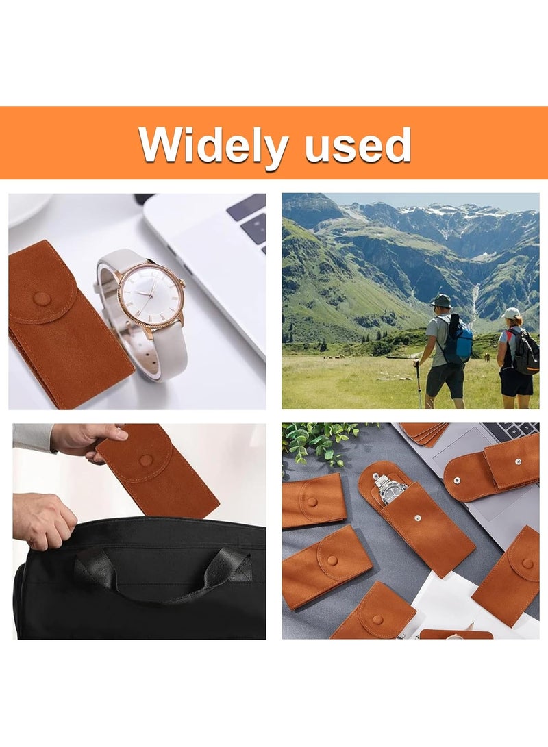 موثوقية التنبؤ حقيبة ساعة قطيفة محمولة، 6 قطع حقيبة سفر للساعات للرجال والنساء، حقيبة تخزين حقيبة هدايا فاخرة مع زر كبس لتنظيم المجوهرات - Image 4