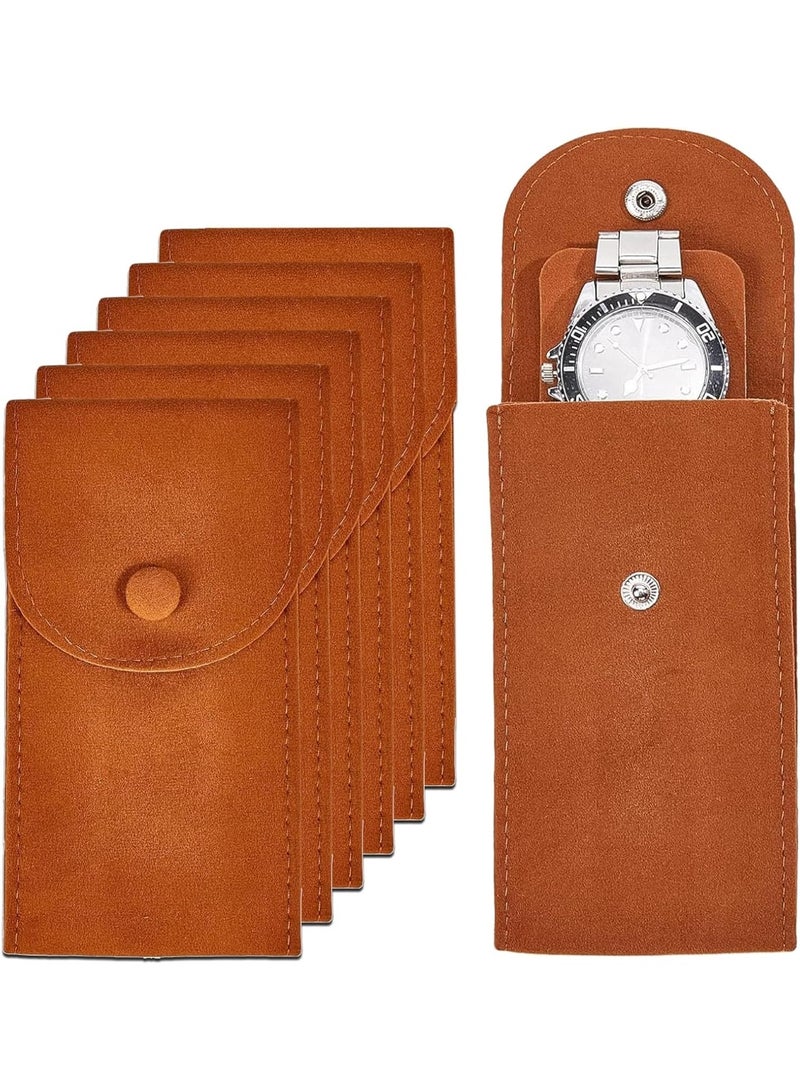 موثوقية التنبؤ حقيبة ساعة قطيفة محمولة، 6 قطع حقيبة سفر للساعات للرجال والنساء، حقيبة تخزين حقيبة هدايا فاخرة مع زر كبس لتنظيم المجوهرات - Image 1