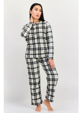 Women 2 Piece Checkered Top And Bottom Pajama, Black