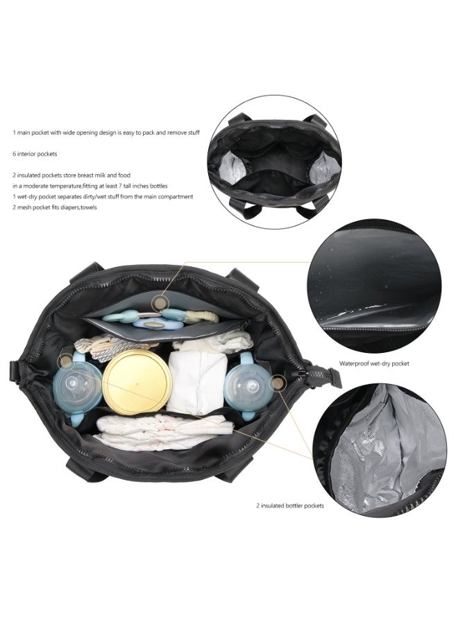 PU leather one-shoulder portable mommy bag baby travel supplies storage bottle insulation waterproof mother storage bag - Image 4