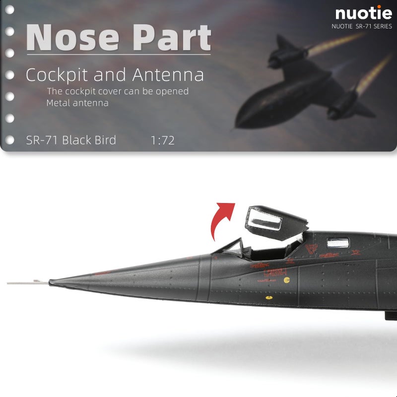 NUOTIE 1/72 Scale SR-71a Blackbird Metal Model High-Altitude Reconnaissance Aircraft Military Diecast Plane Model for Collection or Gift - Image 3