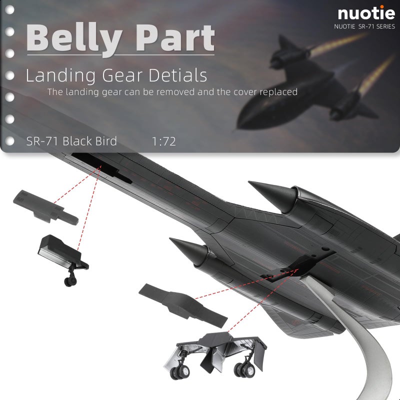NUOTIE 1/72 Scale SR-71a Blackbird Metal Model High-Altitude Reconnaissance Aircraft Military Diecast Plane Model for Collection or Gift - Image 5