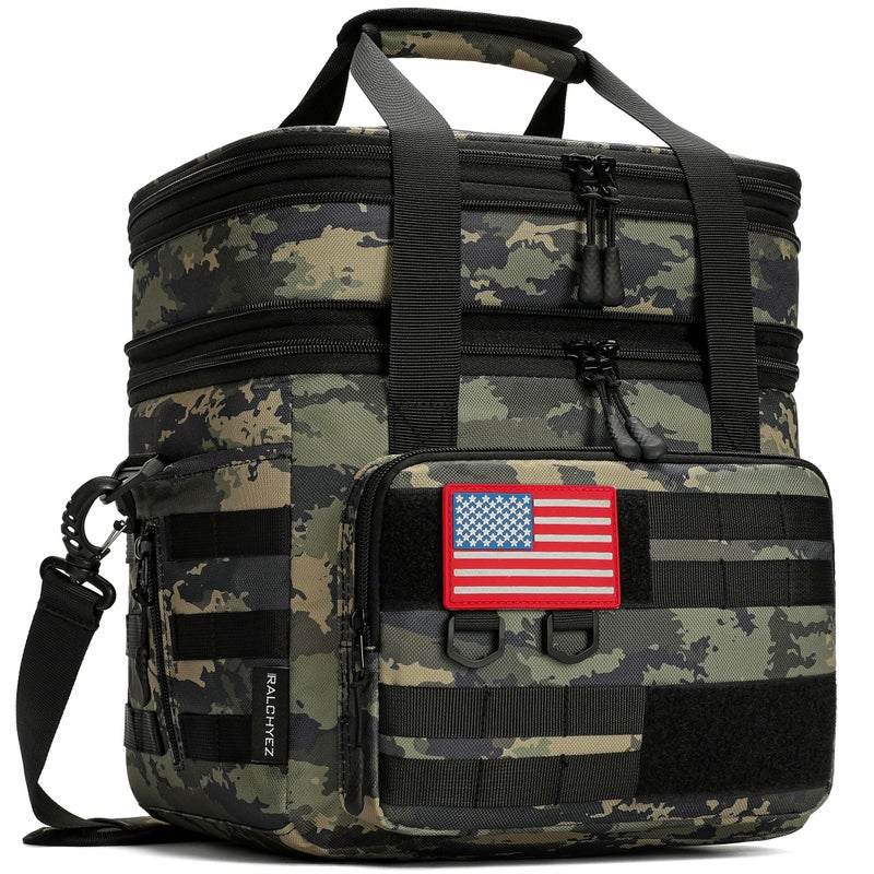 RalChyez Tactical Lunch Bag 20L Large Heavy Duty Double Deck Insulated Lunch Box Leakproof Expandable Tote Cooler with Shoulder Strap for Adult Men Women Work Fishing Picnic Travel Ocp Camo - Image 2