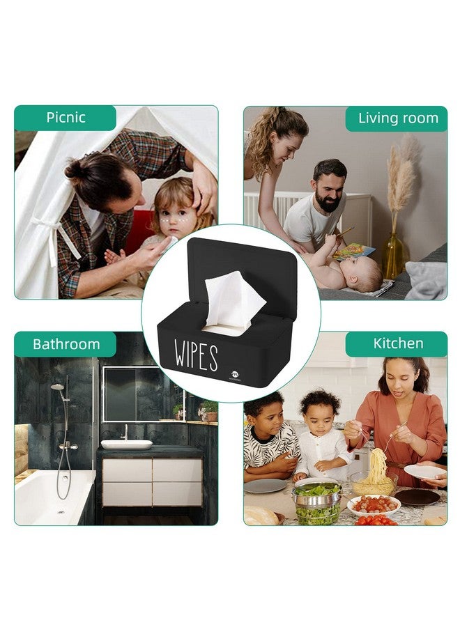 Moorfowl Moorfowl Baby Wipe Dispenser for Bathroom, Upgarde Design(8.2L x 4.9W x 3.9H inches), Minimalist Wipes Holder Container Flushable (Black-New) - Image 4