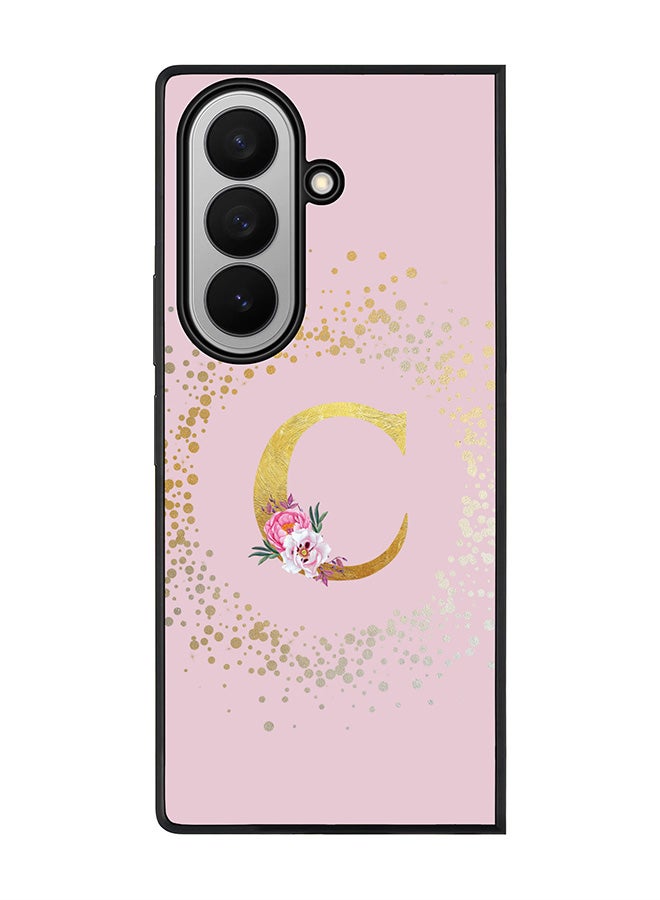 Stylizedd For Samsung Galaxy Z Fold7 Case,Slim fit Camera Protection, Shockproof Thin Phone cover  - Custom Monogram Floral - C  (Pink )