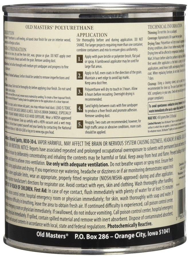 Old Masters, 1 Quart 12223 Polyurethane Oil-Based Finish Semi-Gloss, Clear - Image 3