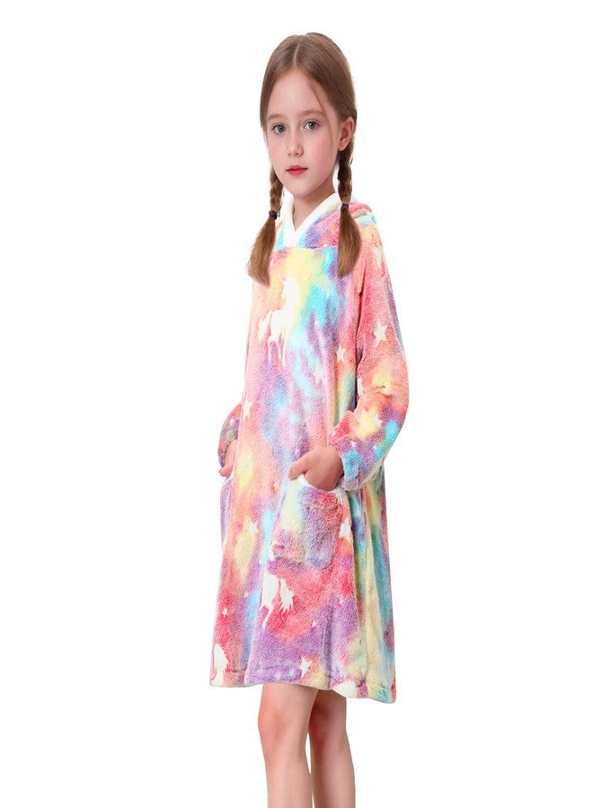 Redair Wearable Blanket Hoodie for Kids Girls Rainbow Unicorn Hoodie Blanket Sweatshirt Cozy Warm Sweater with Hood Pocket 7 8 9 10 Birthday Gifts - Image 5