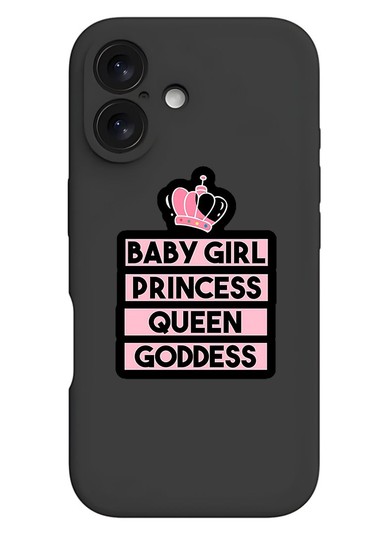 Theodor Protective Slim Fit Case Liquid Silicone Cover with Full Body Protection Anti-Scratch Shockproof Case For Apple iPhone 17 (Black) Baby Girl Princess - Image 1