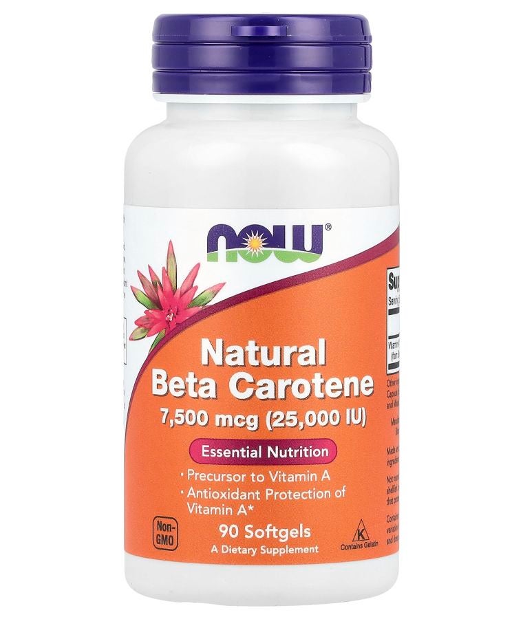 now Natural Beta Carotene 7500 mcg (25000 IU) 90 Softgels