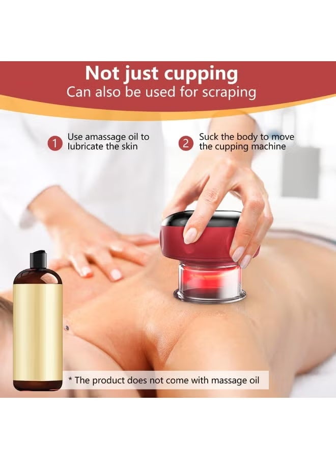 جهاز تدليك الحجامة الذكي - مدلك السيلوليت وأداة جوا شا، 12 وضع تدليك، تسخين سريع، وقابل لإعادة الشحن (أسود و احمر) - Image 5