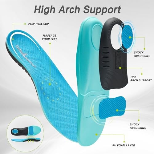OrthoComfoot أحذية لوفرز نسائية طبية من أورثوكومفوت: أحذية تنفسية لعلاج التهاب اللفافة الأخمصية مع دعم للقوس، تخفيف آلام الكعب والقدم لاستعادة القدم المسطحة باللون الرمادي والأزرق مقاس 8.5 - Image 5