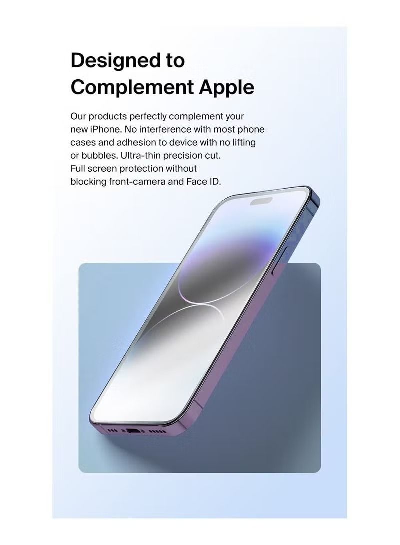 إيف واقي شاشة من قطعتين لهاتف آيفون 14 برو 6.1 بوصة شفاف - Image 2