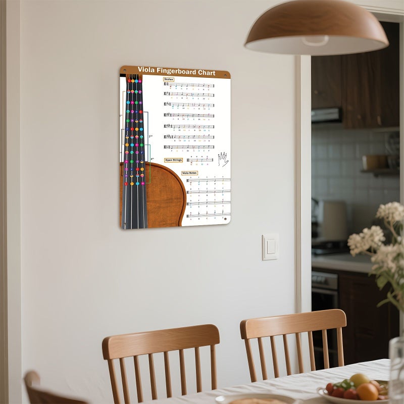 Tinplate Wall Chart For Violin And Viola Fretboards 8x12 Inches Color Coded Notes Vertical Poster - Image 4