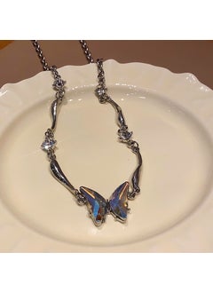 Black Double Layer Butterfly Necklace Necklace-silver butterfly
