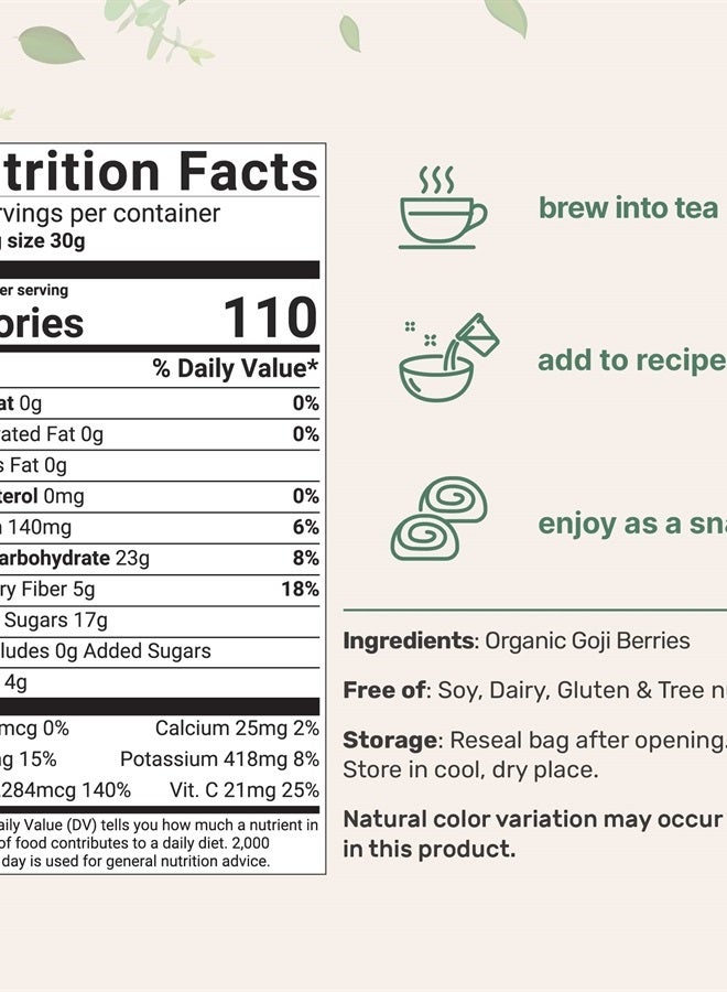 Micro Ingredients Organic Goji Berries, 32 Ounces | 100% Natural Sun-Dried Whole Fruit | Sulfate & Additive Free | Large Berry Form, Great Flavor for Drinks, Snacks, & Beverages | Non-GMO & Vegan - Image 2