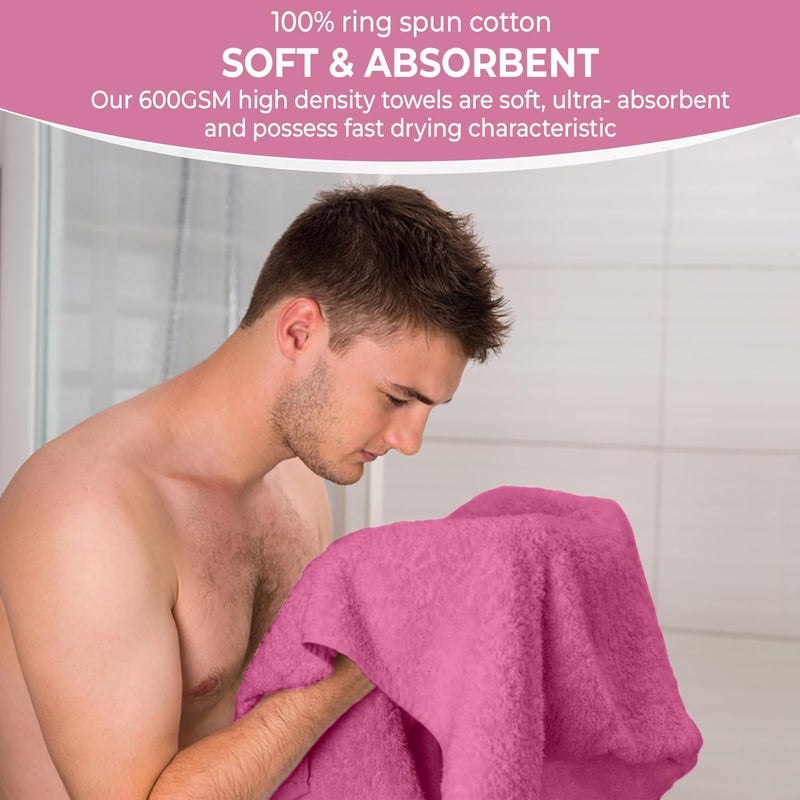 KAHAF COLLECTION Pack of 6 Bath Towels 27 x 54 Inches, 100% Cotton, Larger & Lighter Weight, Quicker to Dry, Super Soft and Absorbent, Perfect for Bathroom (Pink, Pack of 6 (27''x54'')) - Image 4