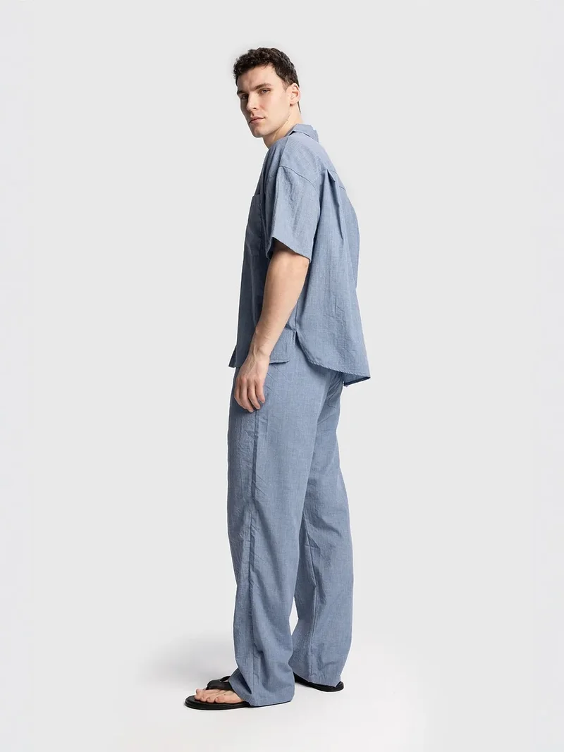Giesto Maya Blue GIESTO Men's Relaxed Fit Short Sleeve Shirt for Men | Best Price UAE