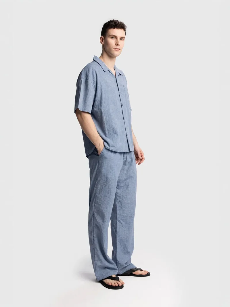 Giesto Maya Blue GIESTO Men's Relaxed Fit Short Sleeve Shirt for Men | Best Price UAE
