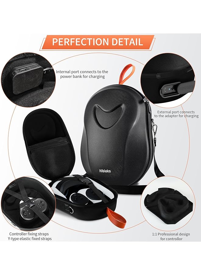 erorex Carrying Case With Magnetic Charging Port For Meta Quest 3 Accessories Hard Travel Case For Oculus Quest 3 All In One VR Headset And Controllers Quest 3 Backpack Portable Storage Bag  - Image 3