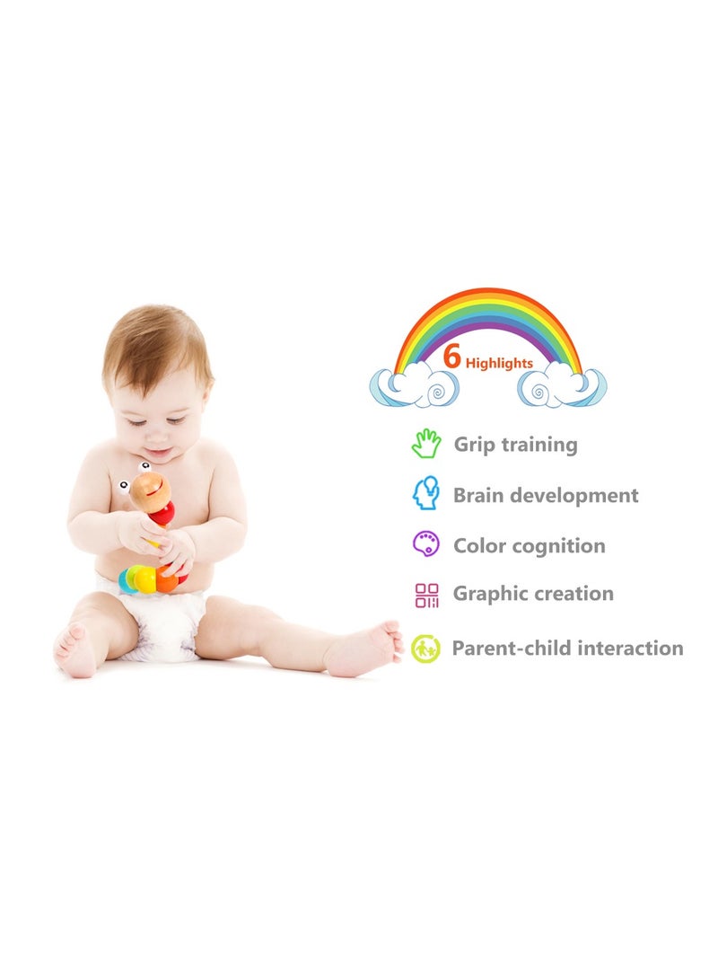 Little Sunshine Baby Toys 6 to 12 Months, 12-18 Months, 3-6 Months Developmental, Tummy Time Toys Crawling Toys - Infant Toys - Caterpillar Twisting Baby Boy and Baby Girl Toys (2 Pack) - Image 2