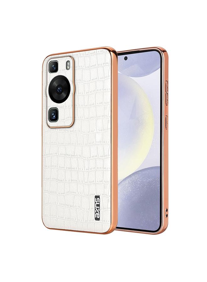 The Bros Case For Huawei P60 / P60 Pro Electroplated Frame Crocodile Texture Full Coverage Phone Case