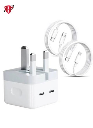 "USB-C Plug, 35W Dual USB-C Fast Charger Adapter + USB-C to Cable + USB-C to USB-C Cable Compatible with iPhone 14/14 Plus/Pro/Pro Max, 13, 12, 11, X, Samsung, iPad, Speaker, AirPods" - pzsku/Z74E1CAD1906DACDEF12BZ/45/_/1737321515/f48d18f4-de40-4bde-b49d-1e1ccc3dee0a