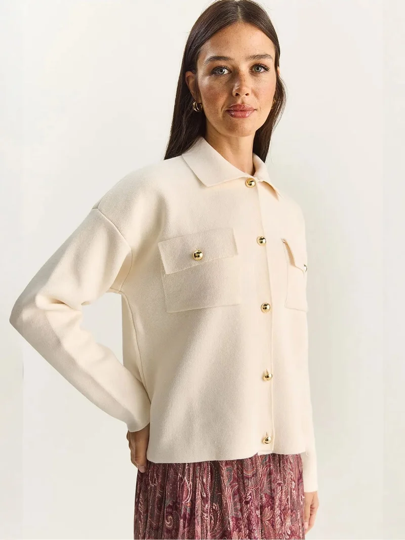 بيانكو لوتشي LUCCI Polo Collar Cardigan