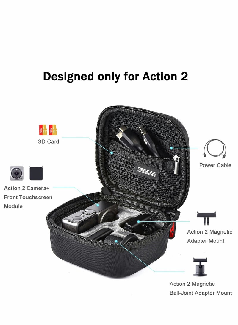 Excefore Mini Carrying Case Protective Storage Bag with Surface-Waterproof for DJI Action 2 Dual-Screen Combination Accessory Drop-Proof Box, Travel and (Black) - Image 2