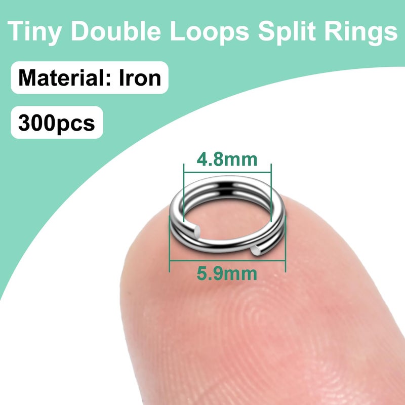 ManTangSun 6mm 300 PCS Silver Tiny Split Ring for Jewelry Making, Double Loops Split Jump Rings Necklaces Bracelets Earrings Metal Mini Key Rings DIY Craft Hardware - Image 2
