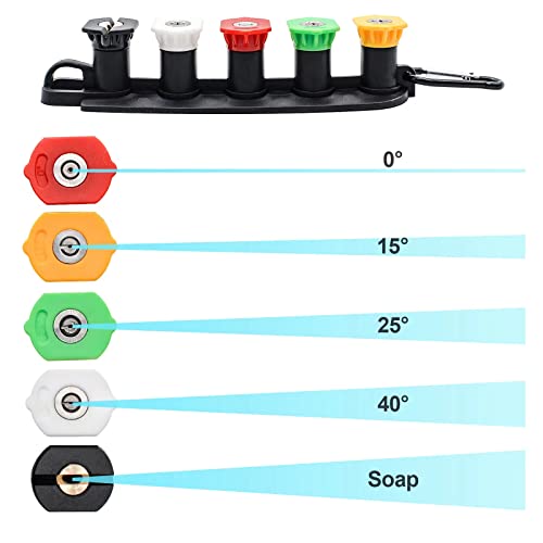 MARSTEK Pressure Washer Tips, Set of 5 Pressure Washer Nozzle Tips with Nozzle Holder, 1/4 Inch Quick Connect Power Washer Tips, 4000 PSI, Multiple Degrees Rinse Kit, Pressure Washer Accessories - Image 3