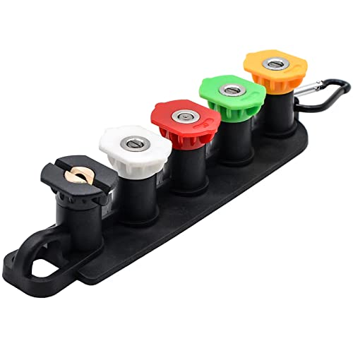 MARSTEK Pressure Washer Tips, Set of 5 Pressure Washer Nozzle Tips with Nozzle Holder, 1/4 Inch Quick Connect Power Washer Tips, 4000 PSI, Multiple Degrees Rinse Kit, Pressure Washer Accessories - Image 1