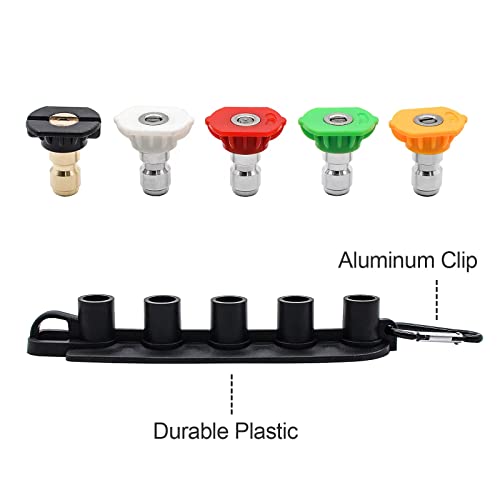 MARSTEK Pressure Washer Tips, Set of 5 Pressure Washer Nozzle Tips with Nozzle Holder, 1/4 Inch Quick Connect Power Washer Tips, 4000 PSI, Multiple Degrees Rinse Kit, Pressure Washer Accessories - Image 2