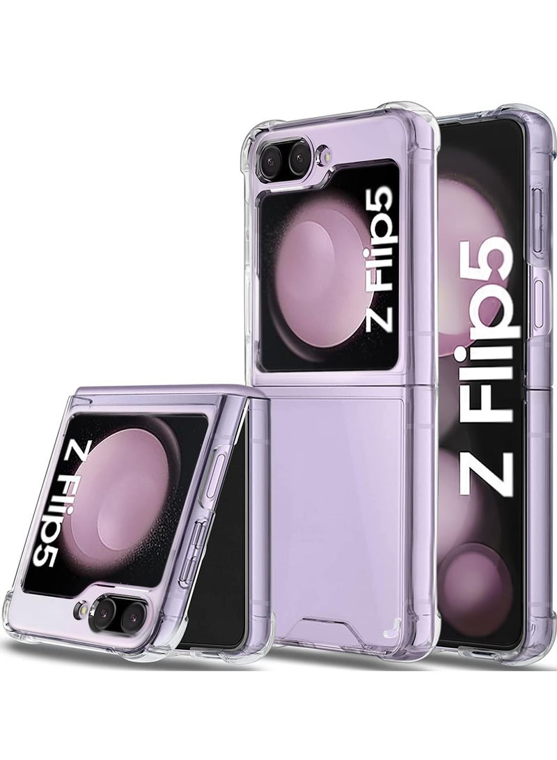 MIGOFAST Samsung Galaxy Z Flip 5 Clear Case Hard PC Back & Soft TPU Bumper Transparent Protective Cover Shockproof Scratch Resistant Case for Samsung Galaxy Z Flip 5 5G - Image 1