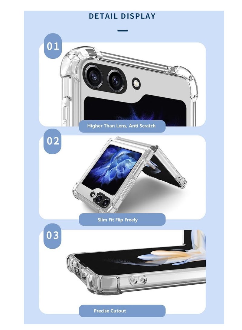 MIGOFAST Samsung Galaxy Z Flip 5 Clear Case Hard PC Back & Soft TPU Bumper Transparent Protective Cover Shockproof Scratch Resistant Case for Samsung Galaxy Z Flip 5 5G - Image 4