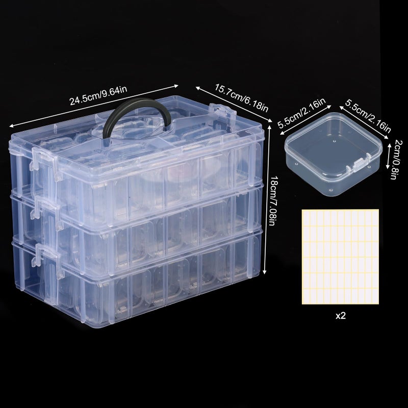 SGHUO Bead Organizer Box, 84 pcs Small Organizers, 3-Tier Stackable Storage Container Box for Art Craft Storage, Washi Tape, Kids Toys, Jewelry, Beauty & Sewing Supplies - Image 2