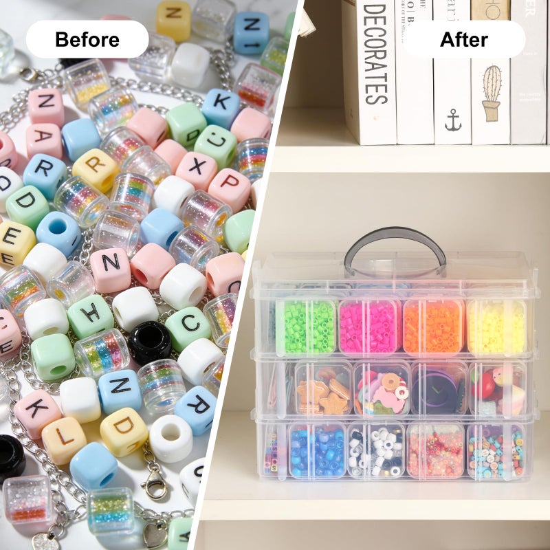 SGHUO Bead Organizer Box, 84 pcs Small Organizers, 3-Tier Stackable Storage Container Box for Art Craft Storage, Washi Tape, Kids Toys, Jewelry, Beauty & Sewing Supplies - Image 4